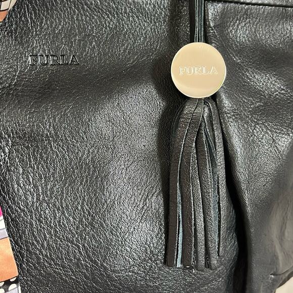 Furla Black Leather Tassel Tote w/COA, Dust Bag & Scarf EUC No Callout MSRP$450 - Picture 4 of 16